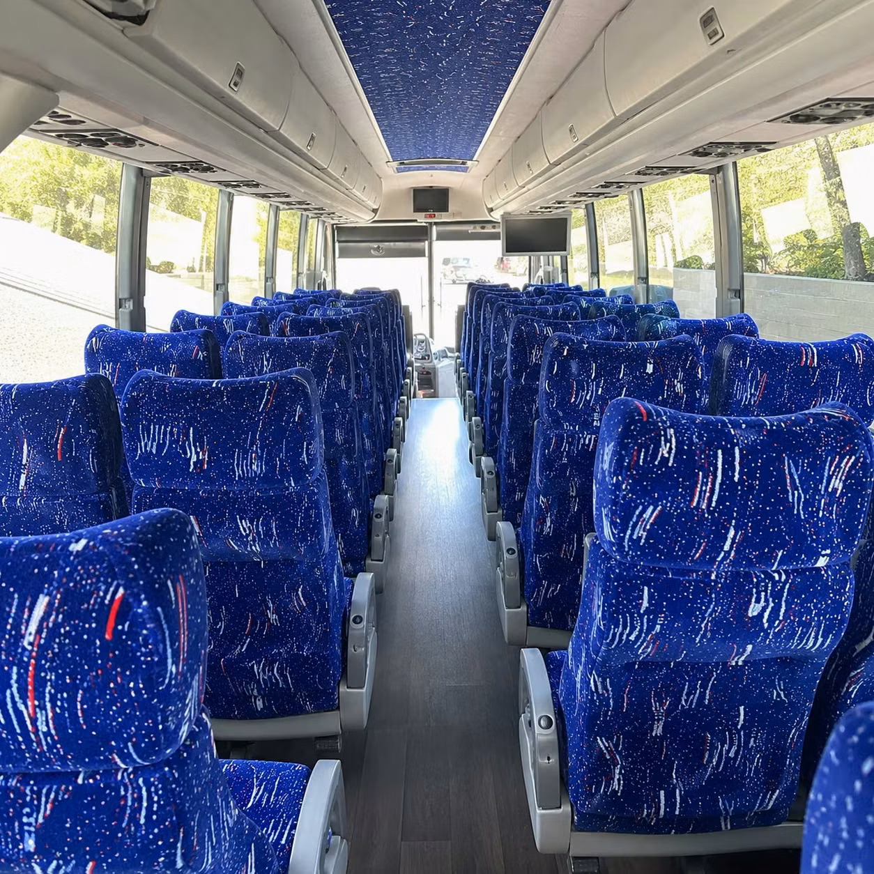 56 passenger charter bus inside